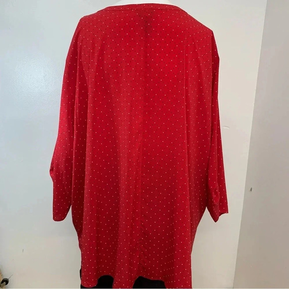 Catherines Blouse Woman 5XL Red Polka Dot Button Up  Roll Tab Work Travel Office - Picture 8 of 12
